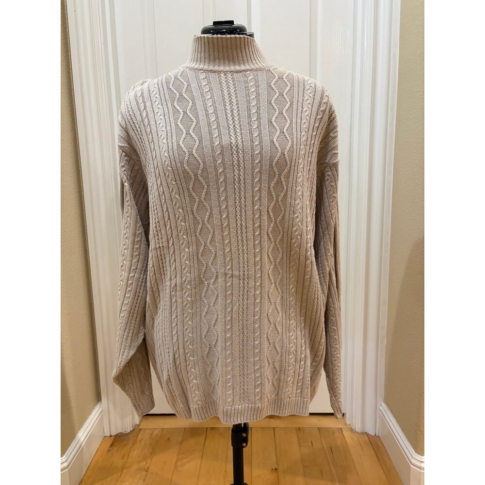 Men's Size L Cutter & Buck Light Gray Cable Knit Sweater